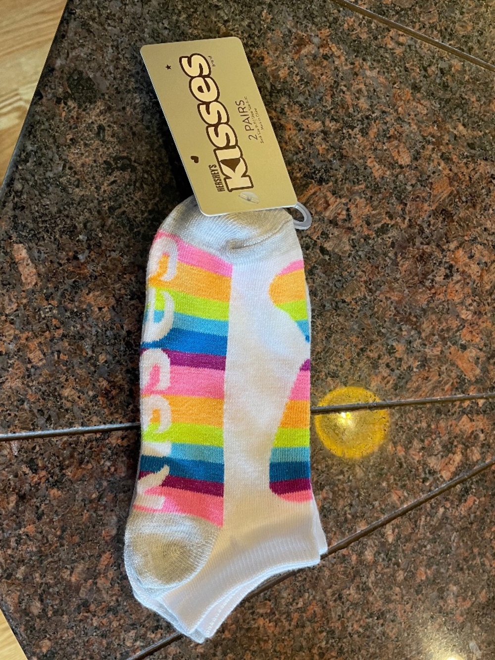 NWT Hershey’s Kisses Rainbow Striped No-Show Socks 2 Pairs